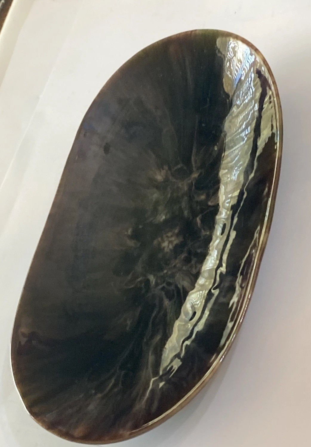 Vintage Beauce Quebec Large Bowl/ Centerpiece Part 1335 Marble Glazed