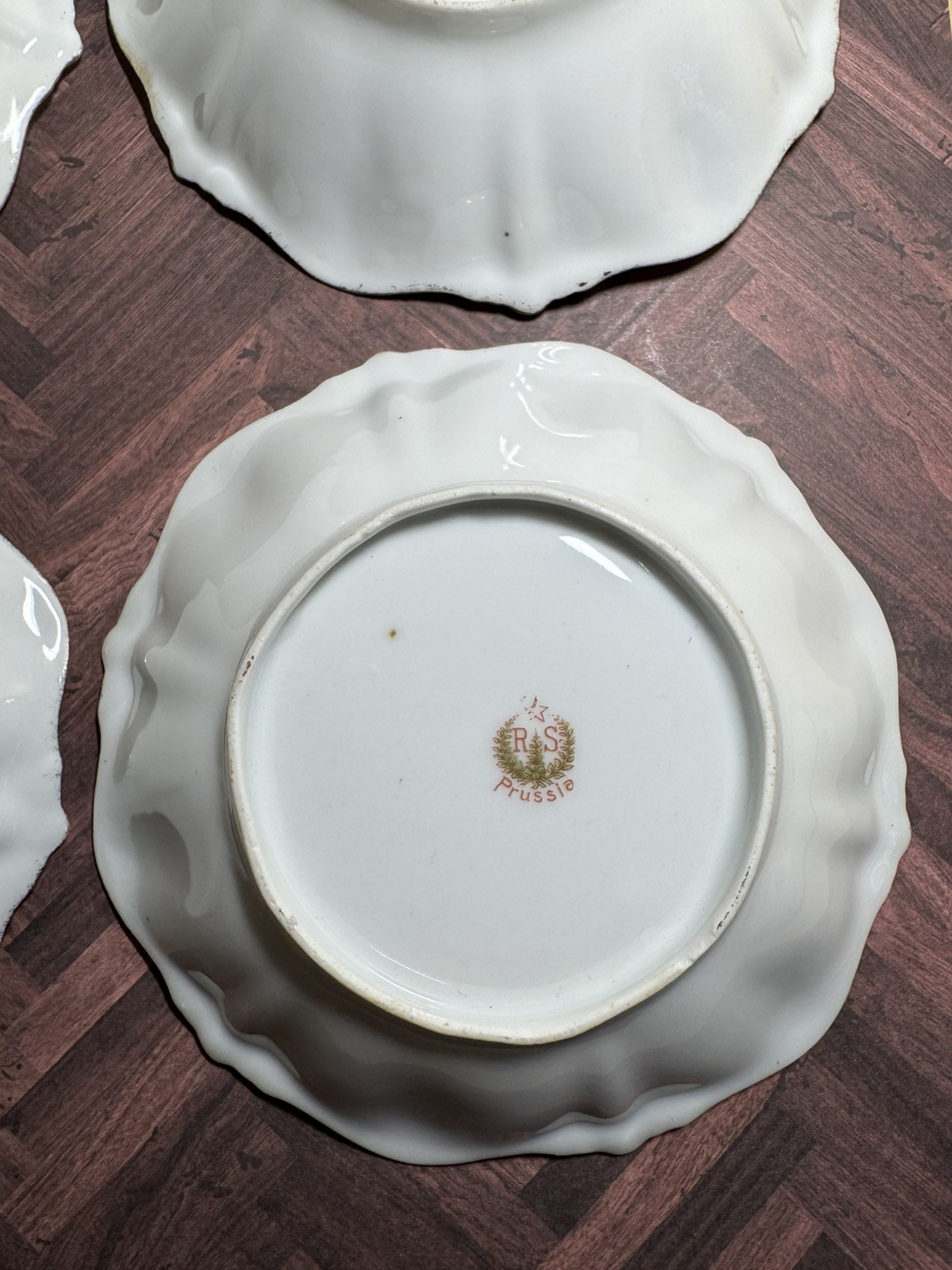 RS Prussia Floral Berry Bowls Set 4 PCS Scalloped Hand Painted
