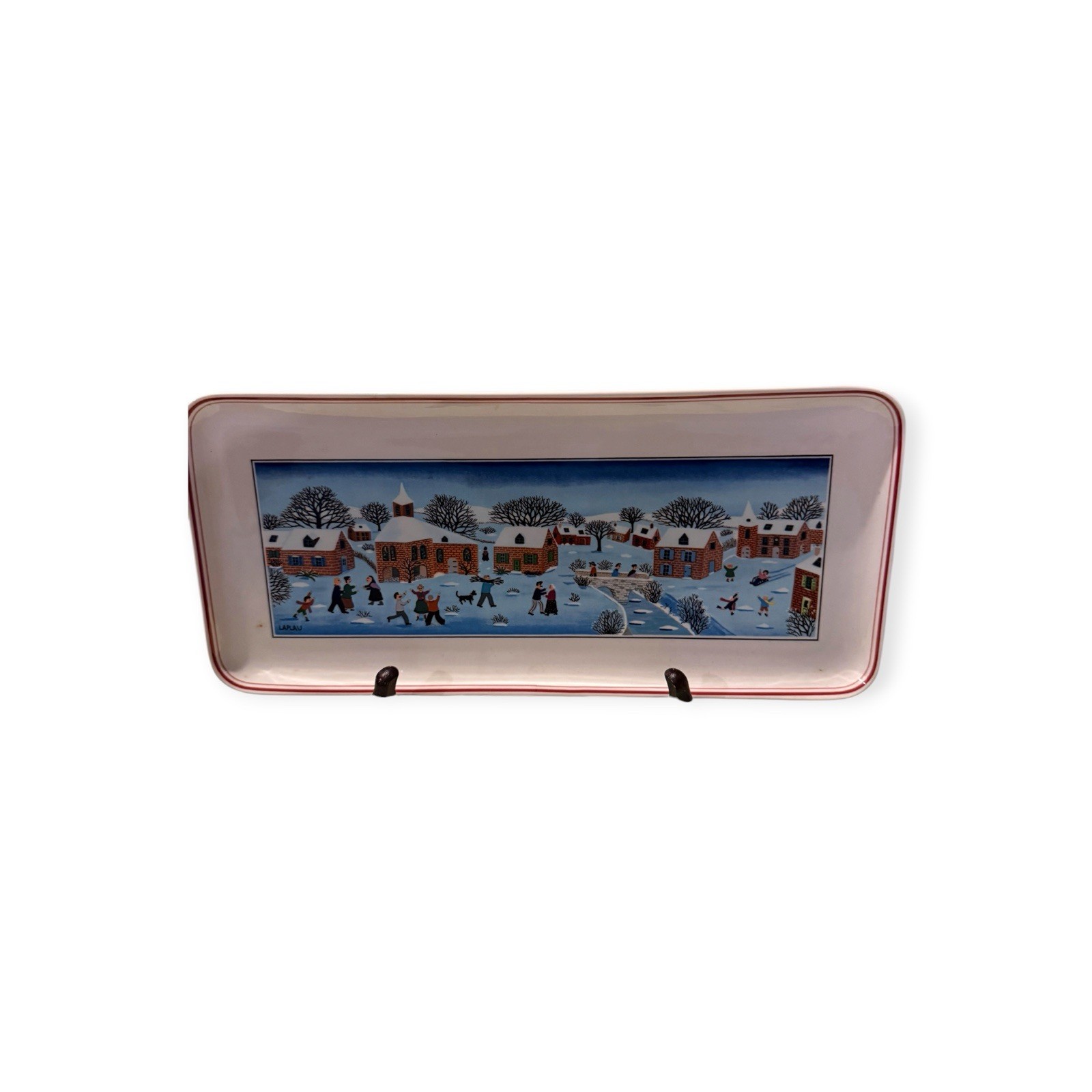 VILLEROY & BOCH Naif Christmas Sandwich Tray 13 3/8″ Snow Village Winter Scene
