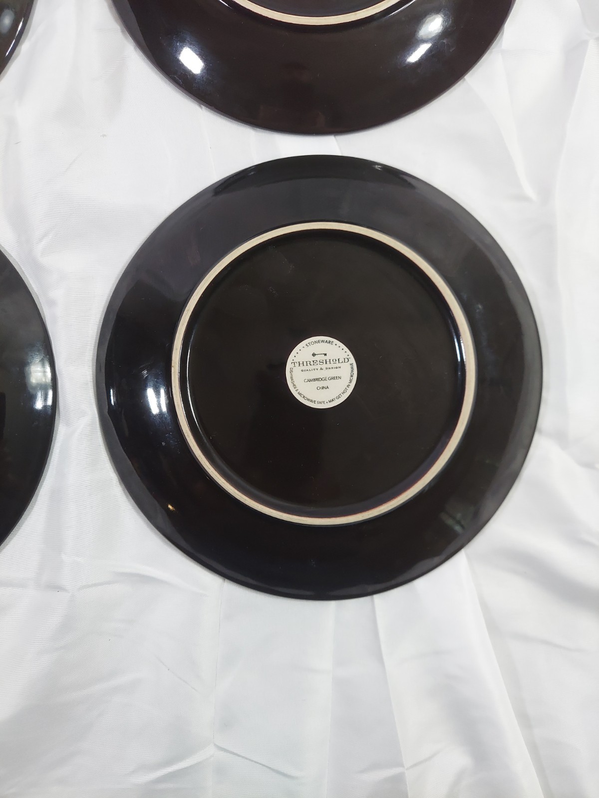 Lot of Four (4) Salad Plates Threshold Cambridge Green Stoneware 8 1/4 Inches.