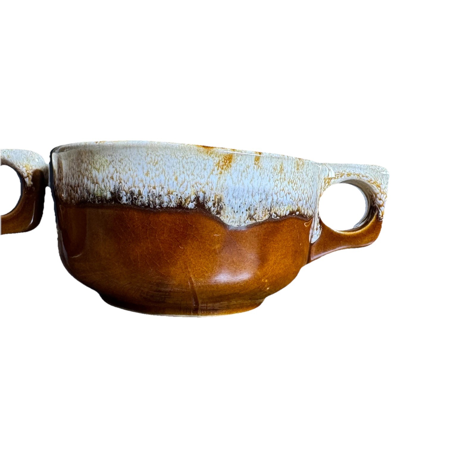 Monmouth Western Stoneware Brown Drip Pottery Soup Chili Bowl Mugs Set of 4 VTG