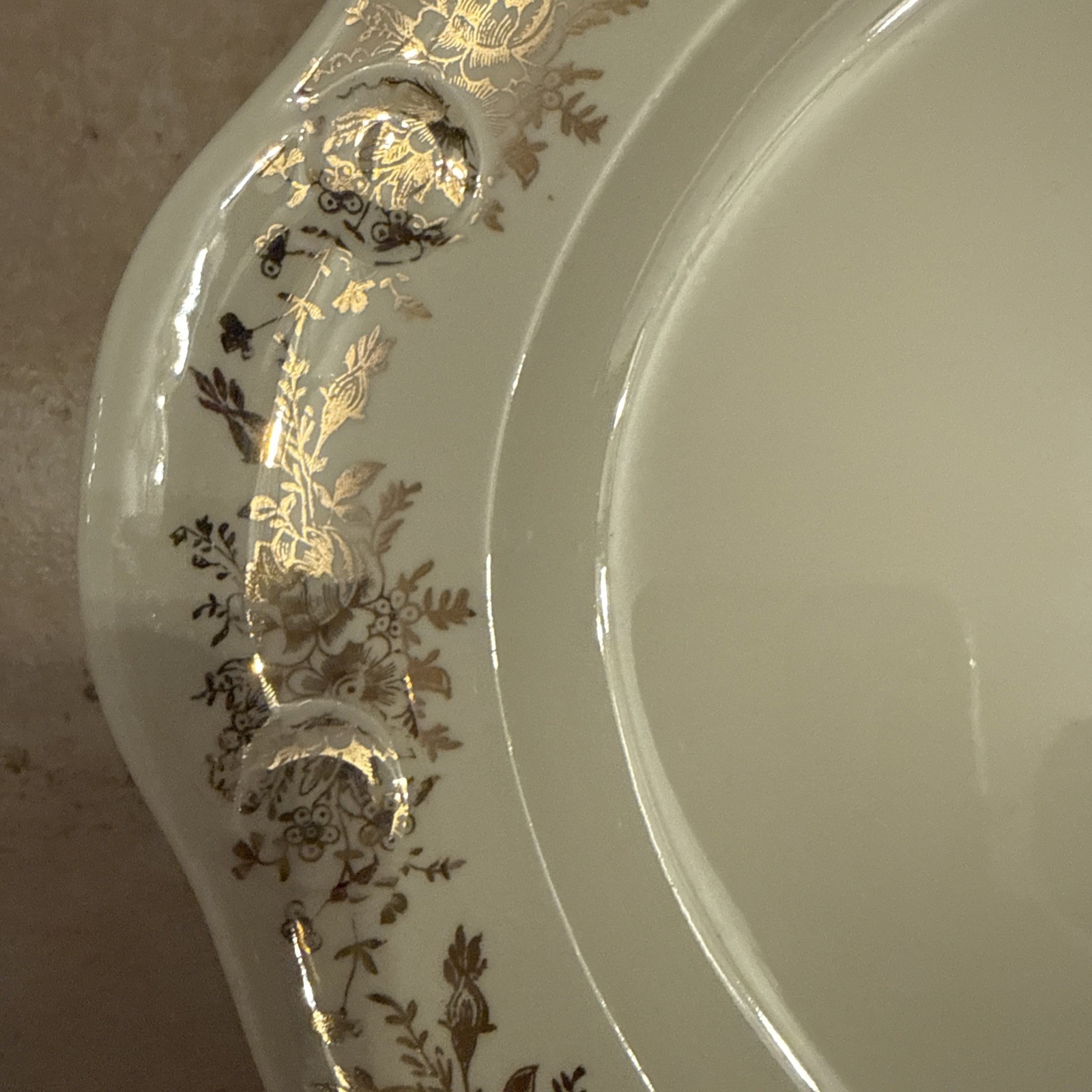 Vintage Taylor Smith Taylor Platter Spring Floral Pattern & Gold Filigree 15.5”