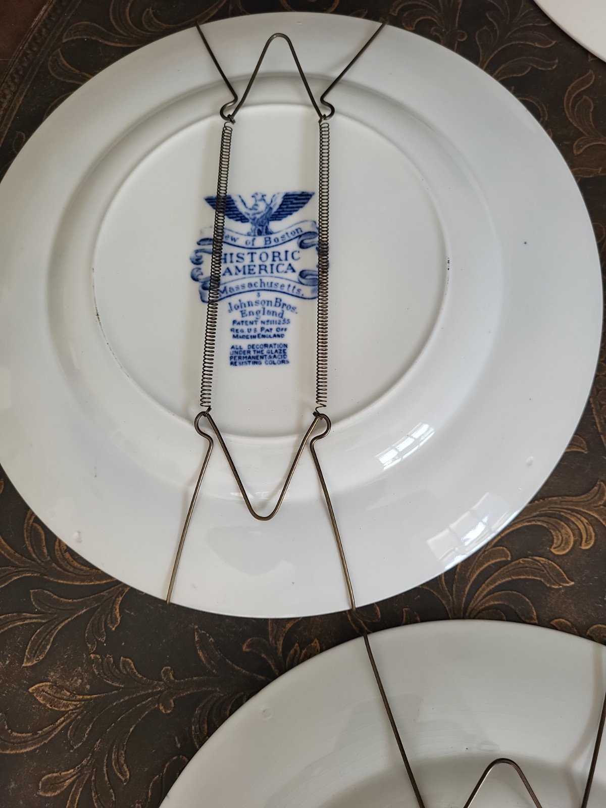 Johnson Bros Historic America Blue New York/Boston/Washington Plates Lot Of 6