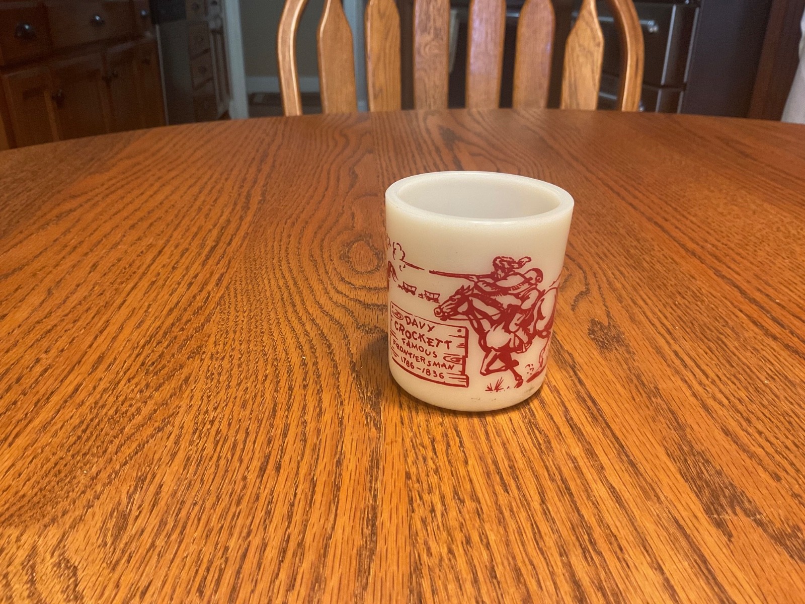 Vintage 1950’s Atlas Hazel Davy Crockett Indian Fighter Milk Glass Mug