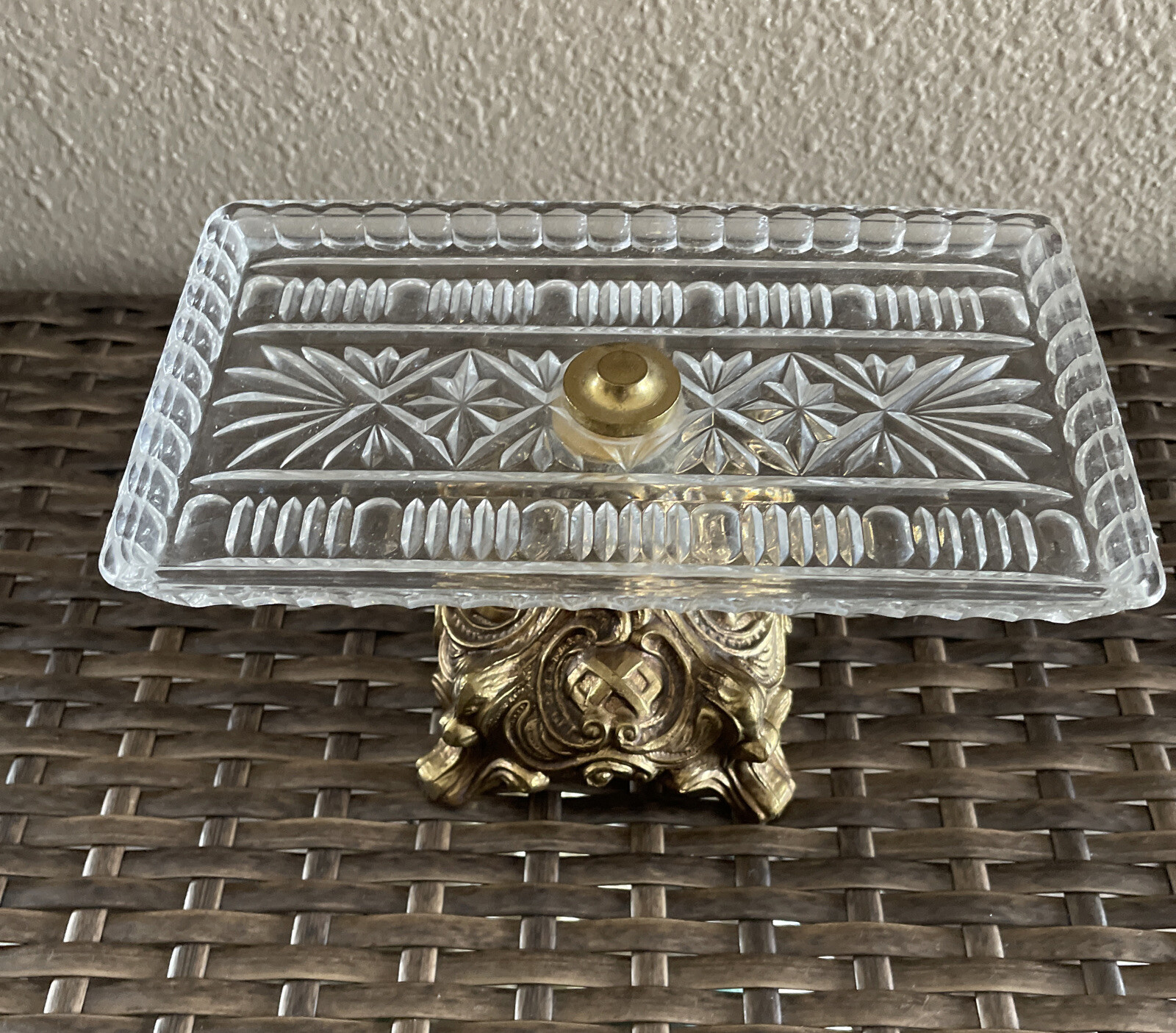 Cut Glass Crystal Burst Pattern Candy Nut, Butters Pedestal ￼Server Dish Tray