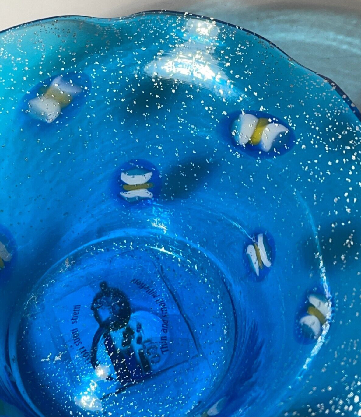 STUNNING~ Murano blue bowl w/sterling silver 925/000 glass bowl 6″ W