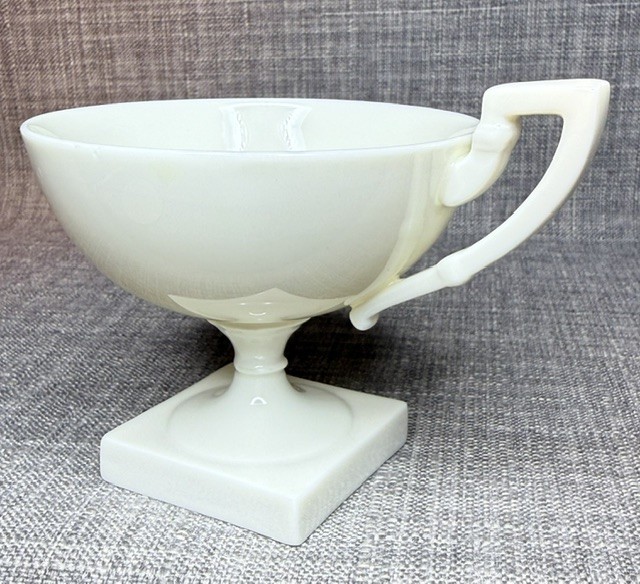Lenox American Belleek Cup and Saucer Art Deco Style, Ivory Bone China