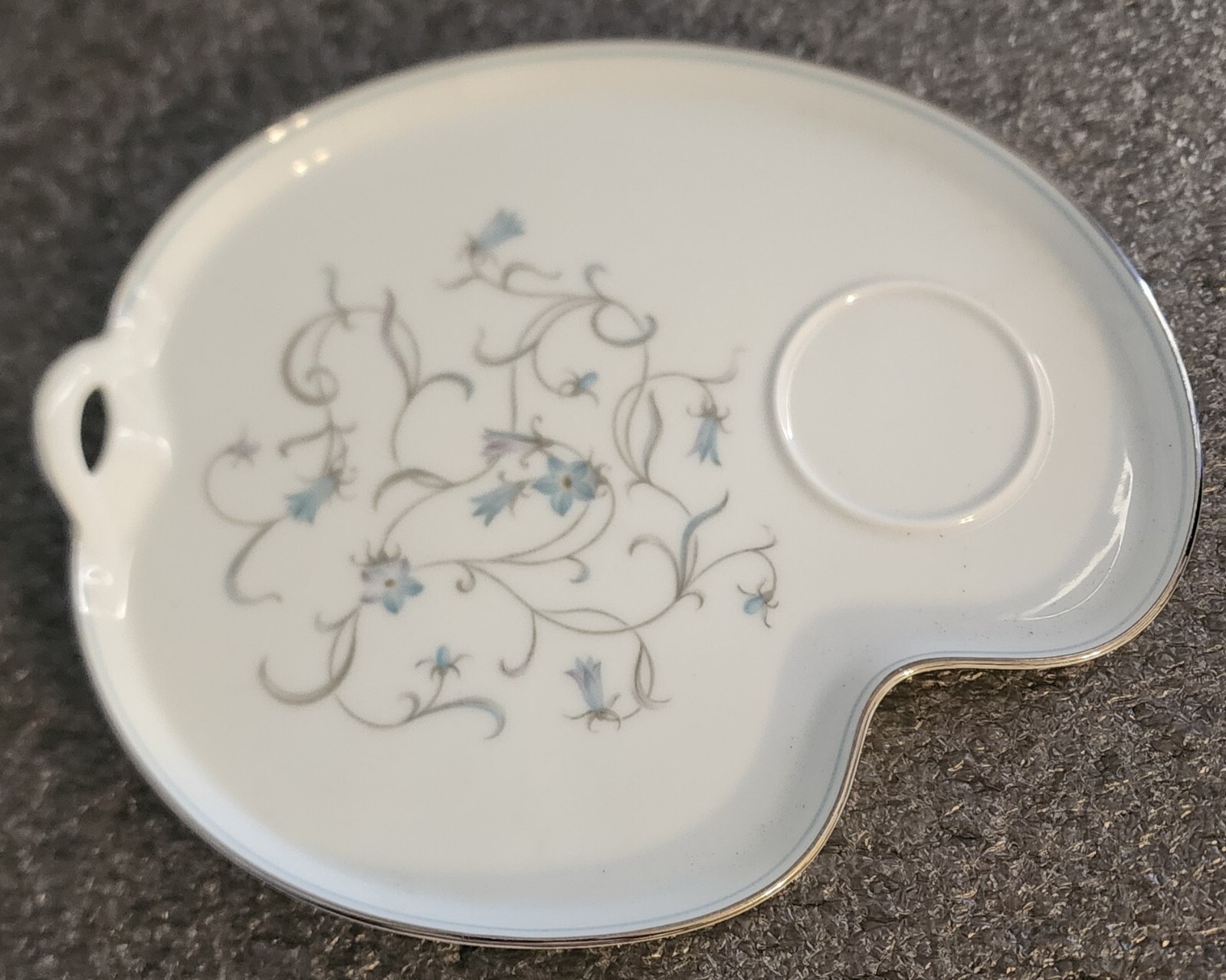 Noritake Beaumont 5796 Snack Saucer Bluebell flowers, Platinum Trim, 1950