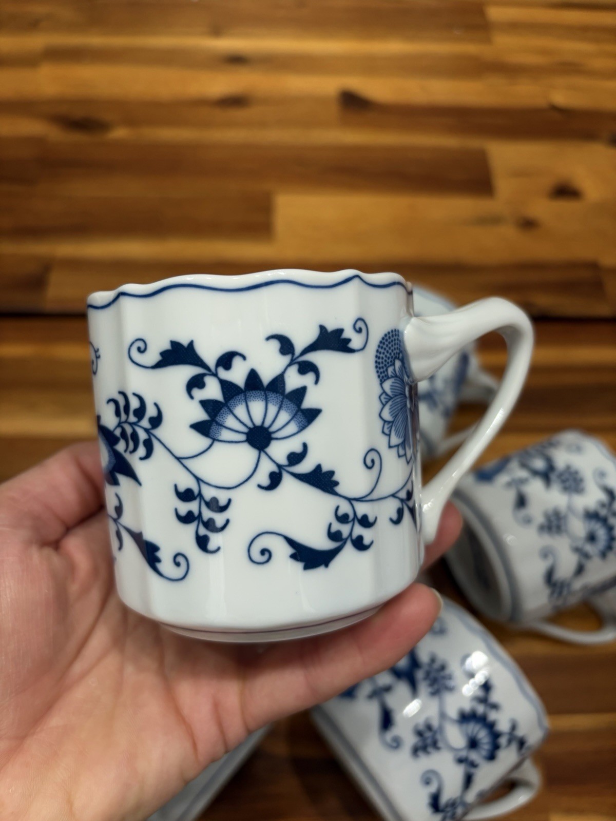 6pc VTG Blue Danube Blue & White Asian Peonies Asters Floral – Japan Excellent!