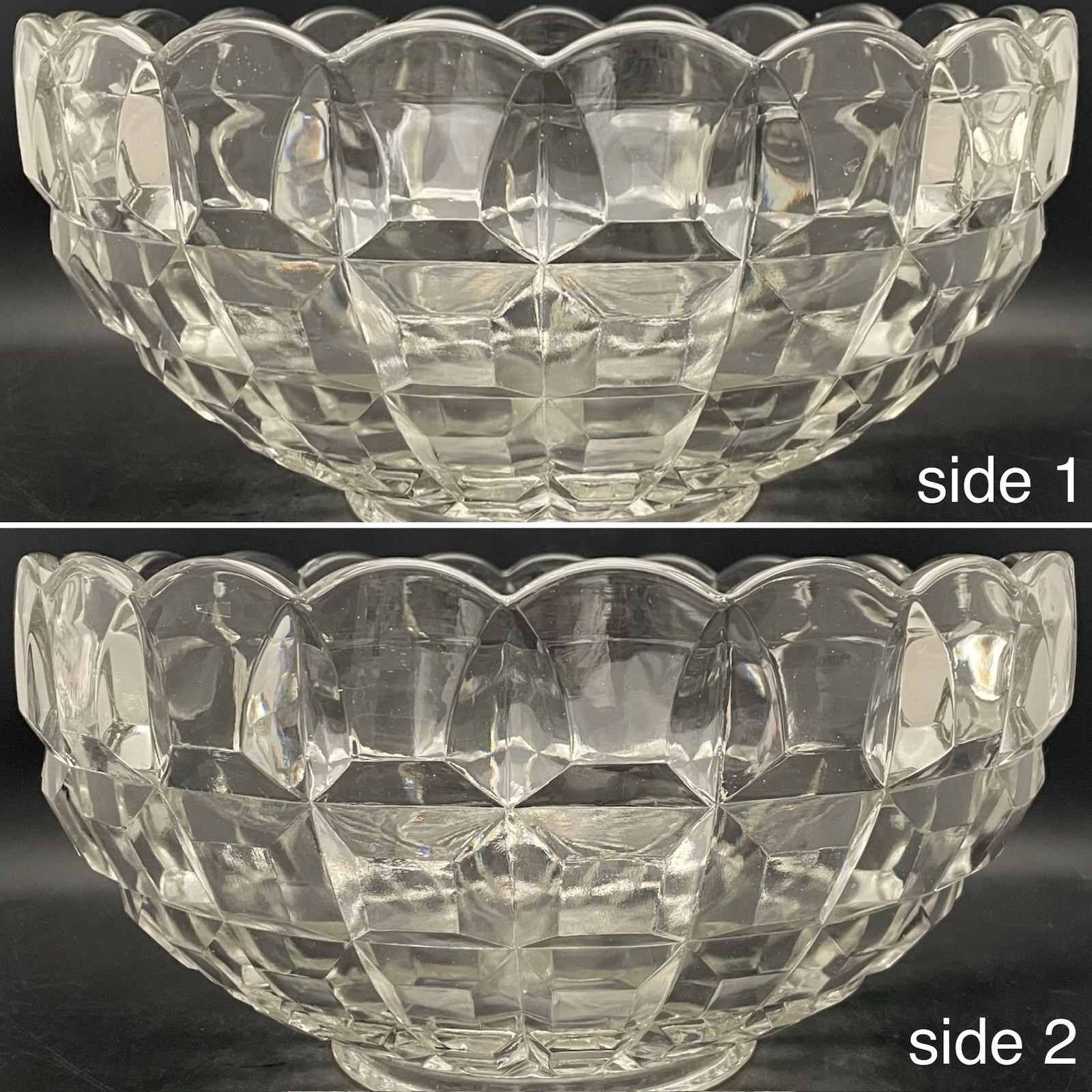 Tiffin Square Diamonds Beveled Block Waffle 25pc Glass Punch Bowl Set c1950s USA