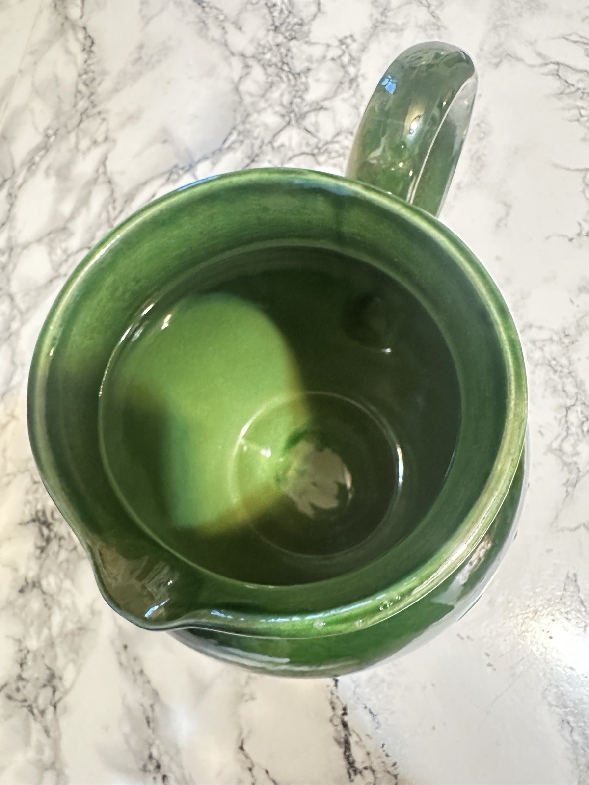 Williams Sonoma Dark Green Embossed 2 Liter Pitcher Ceramic Made In Italy Nice