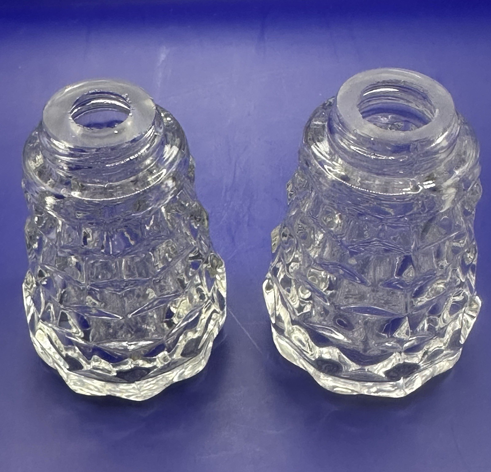 1 Set Of Fostoria American Clear 7 Piece Cloverleaf Condiment Set Used- Read-