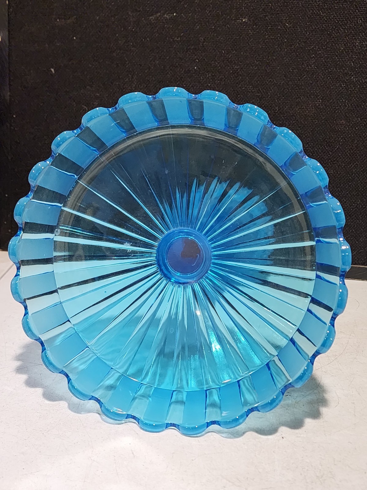 Vintage Fostoria Blue Glass Rebecca at The Well Large 13″ Centerpiece Bowl