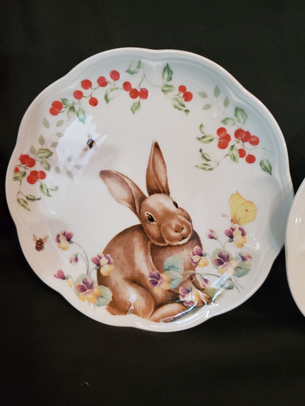 Lenox Butterfly Meadow Bunny Rabbit Accent Plates 9 ” Tea Party