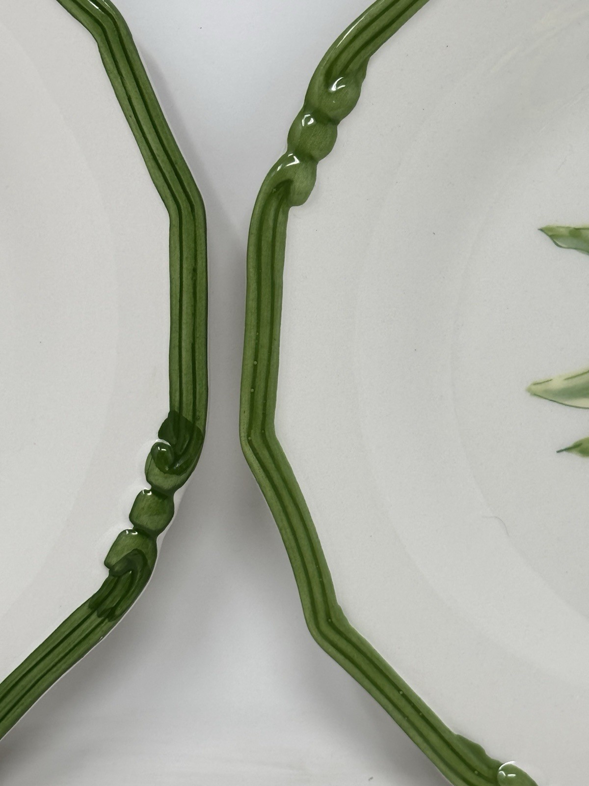 Italian Olive Dinner Plates Set of 2 | Green Rim | Made in Italy ceramica cuore