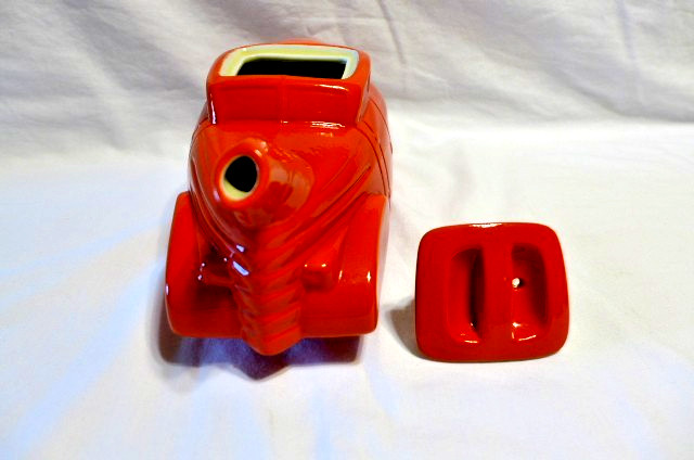 Vintage 1938 Hall China Art Deco Car Automobile Figural Teapot Rare Red Glaze