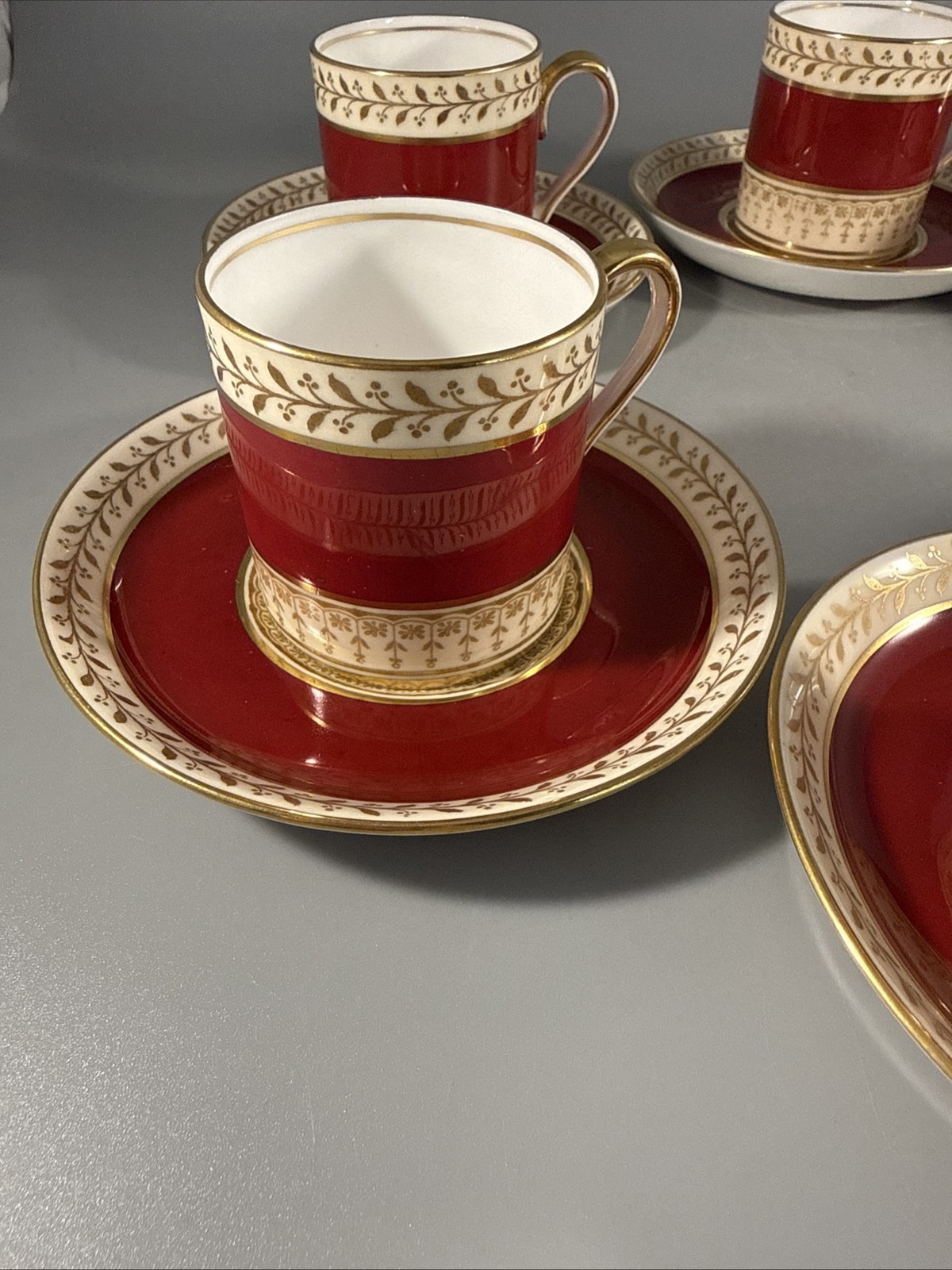 Set-6 Royal Staffordshire Demitasse Cup & Saucer Sets Burgundy Gold A15242