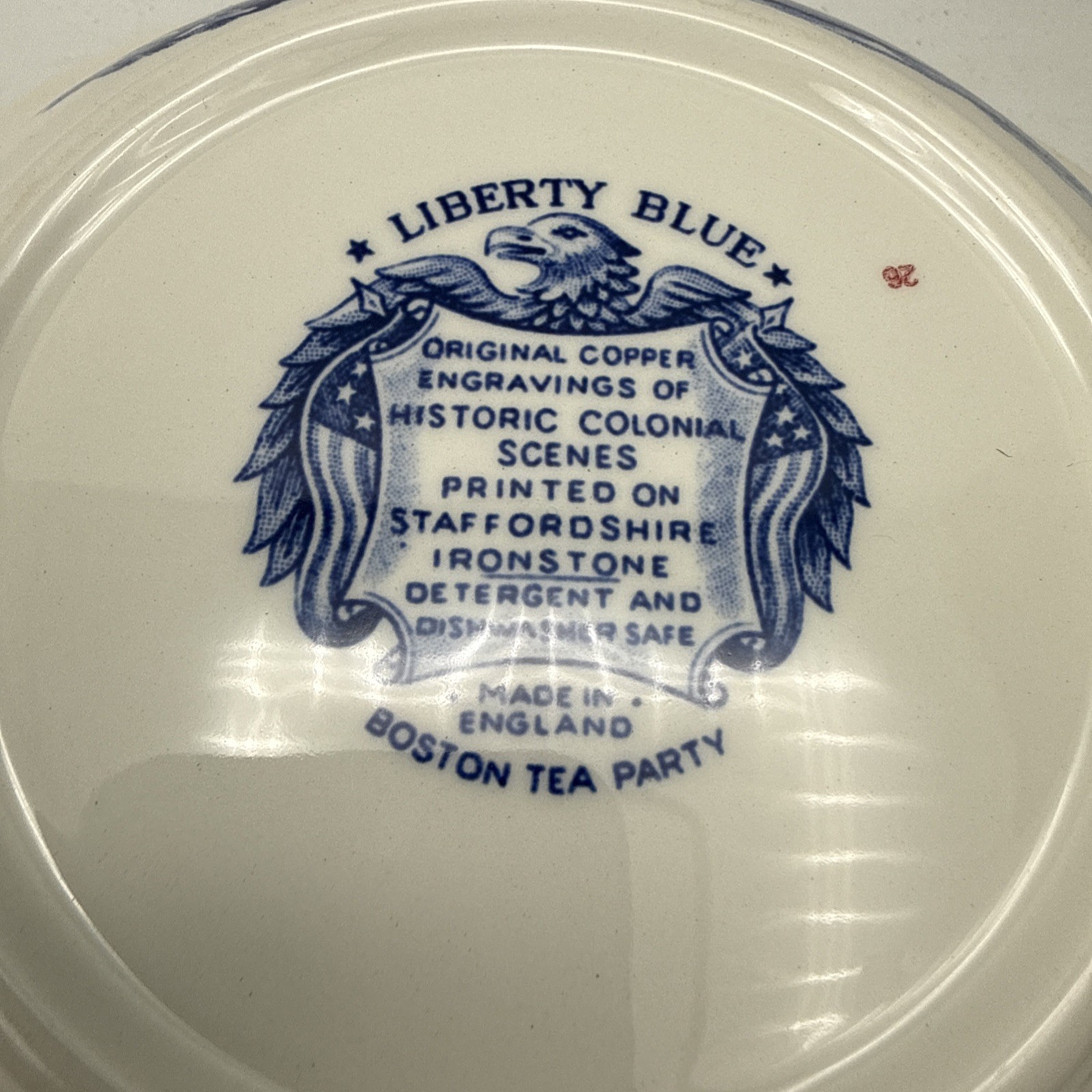 Liberty Blue “Boston Tea Party” Covered Serving Bowl – Historic Colonial Scene