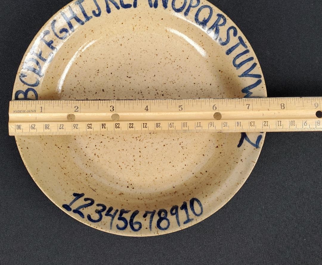 Sugar Loaf Pottery Child’s ABC 123 Salt Glazed Low Bowl Saucer 1993 7.5 Inches