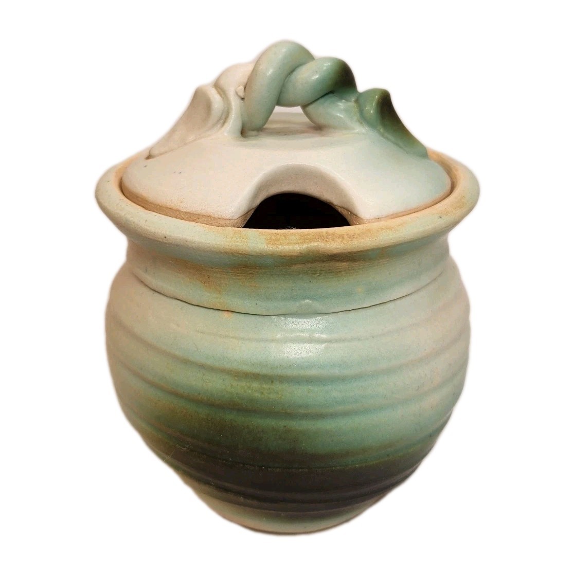 Handmade Studio Art Ceramic Stoneware Canister 3″ Signed Farmhouse Cottage Core