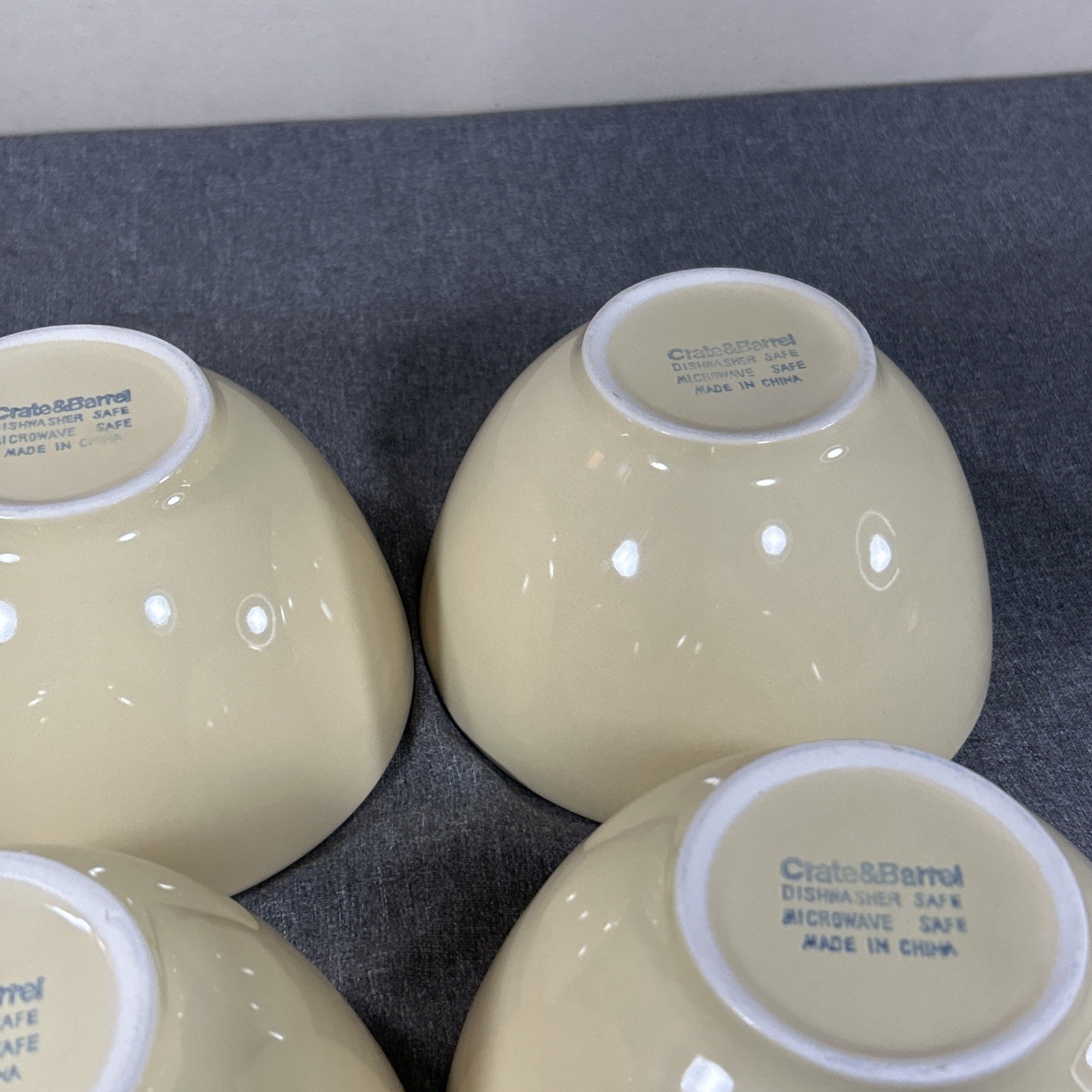 Crate And Barrel Yellow Bowls Soup Cereal Ice Cream Everyday 3.75″ Deep Set 4