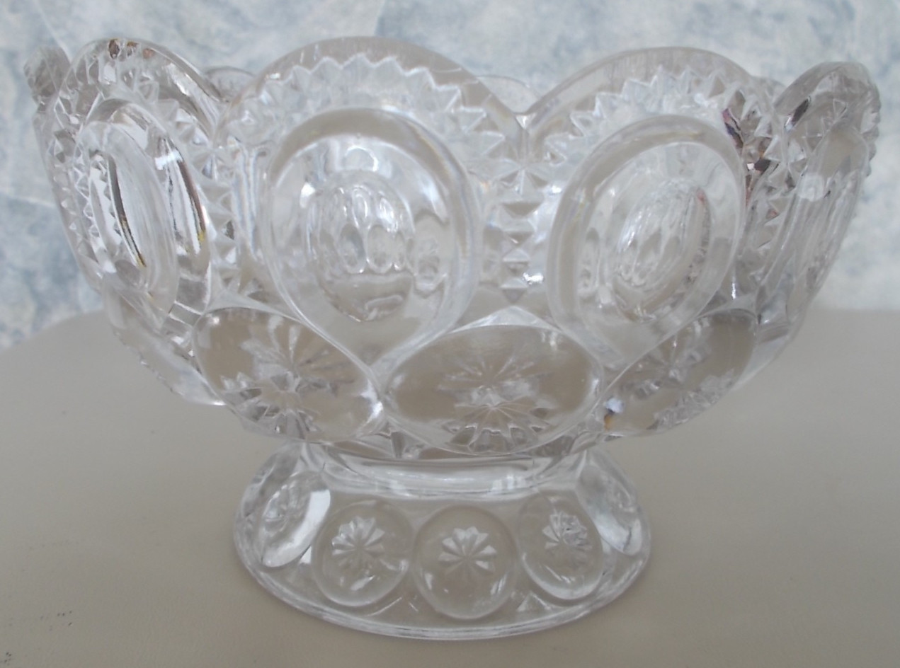 6″ Clear Leaded Glass Pedestal Bowl Dish B
