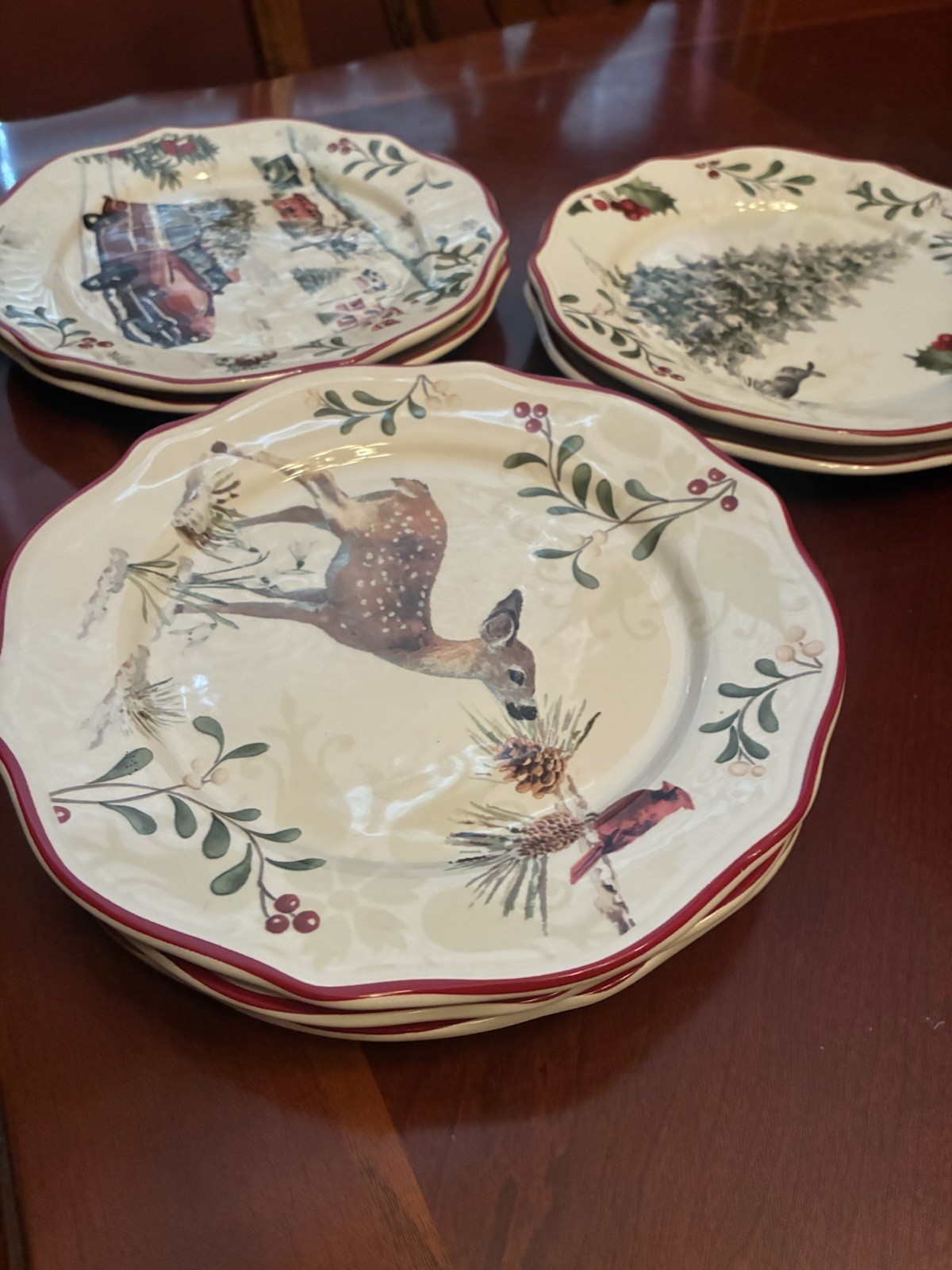 Better Homes & Gardens Christmas Heritage Plates Winter Forest Set 7