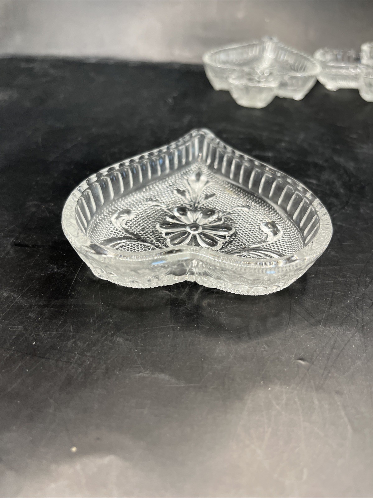 Indiana Glass Clear Tiara Playing Card Suit Candy Nut Crystal Glass Dishes