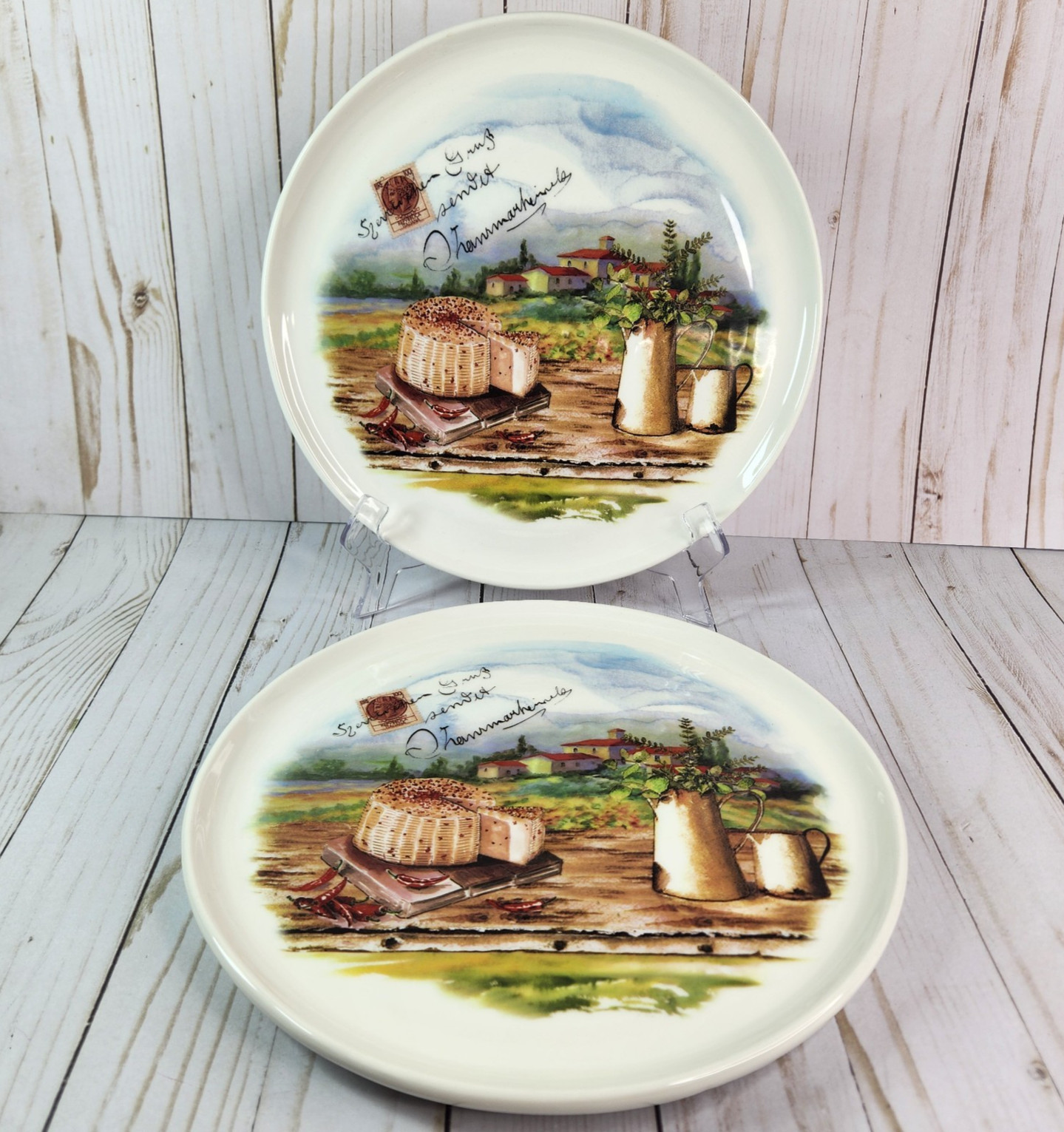 Ceramica Cuore Plate Dinner Tuscan Villa Set of 2 Made in Italy Ceramic 11″