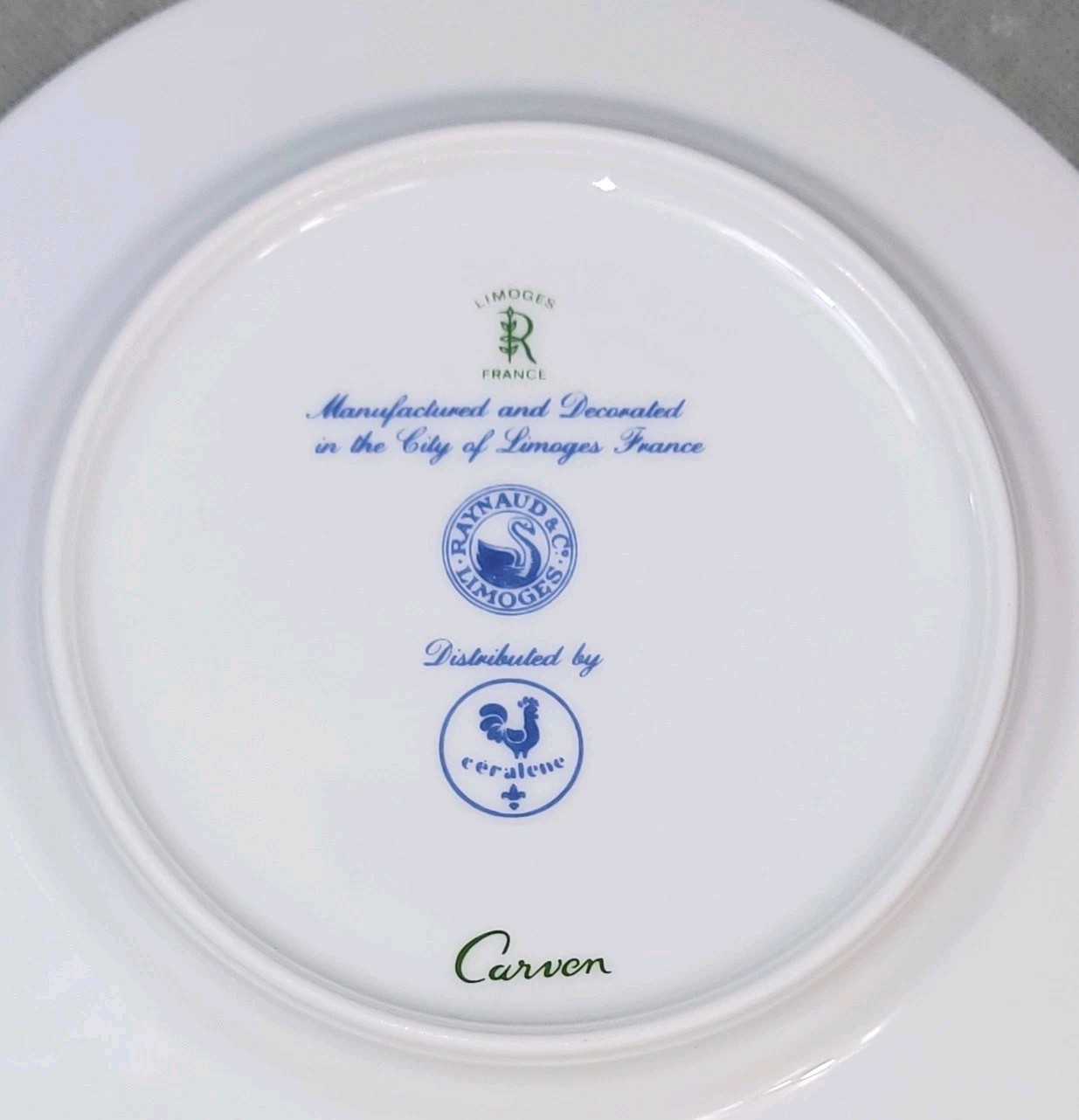 RAYNAUD LIMOGES Porcelain CARVEN Peacock Feathers 3 PIECE SETTING France
