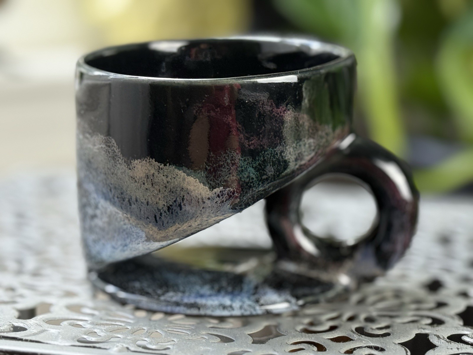 RARE CHARLES NALLE Studio Art Pottery Mug ABSTRACT Contemporary Black&white