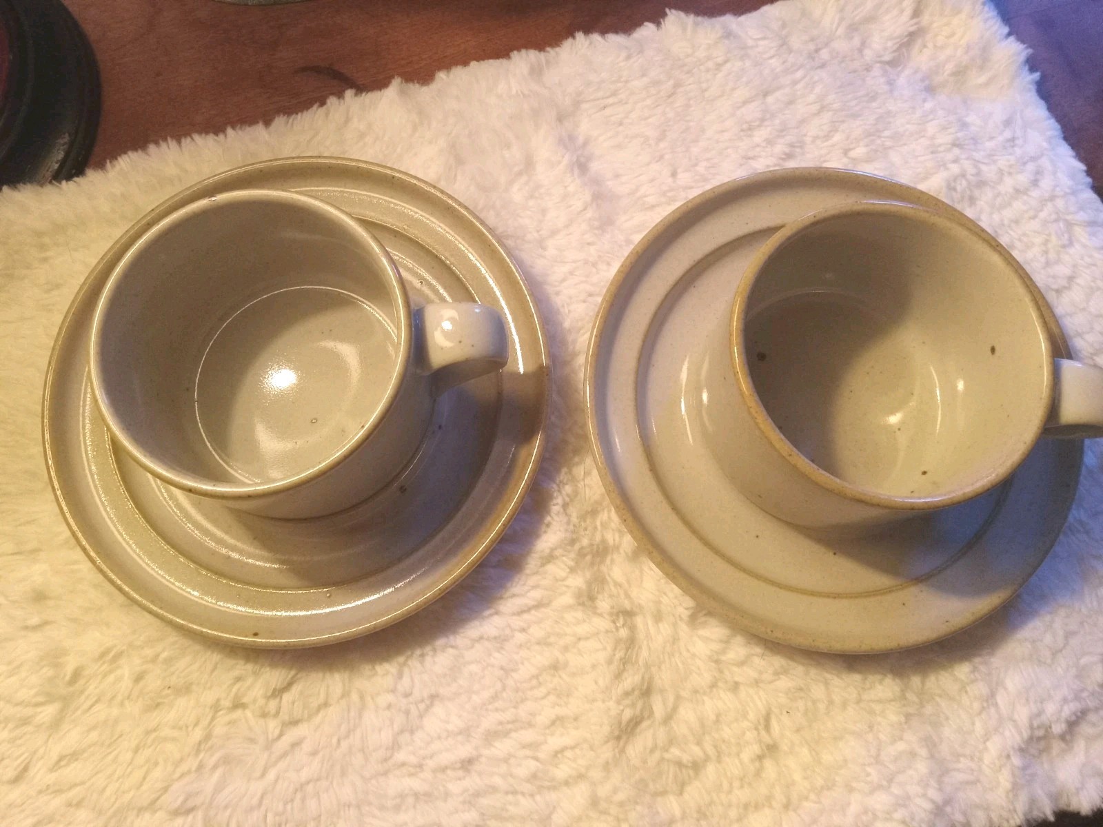 Vintage 70s Dansk Sugar Sand Niels Refsgaard Brown Mist Japan Cups & Saucers (2)