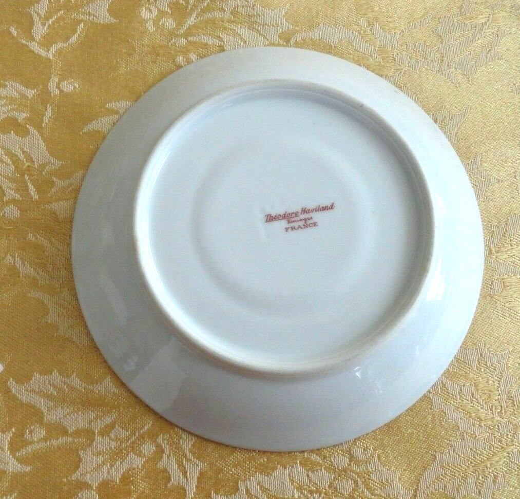 THEODORE HAVILAND LIMOGES 2 Cups & 1 Saucer Geen Band W/ Gold Gilt