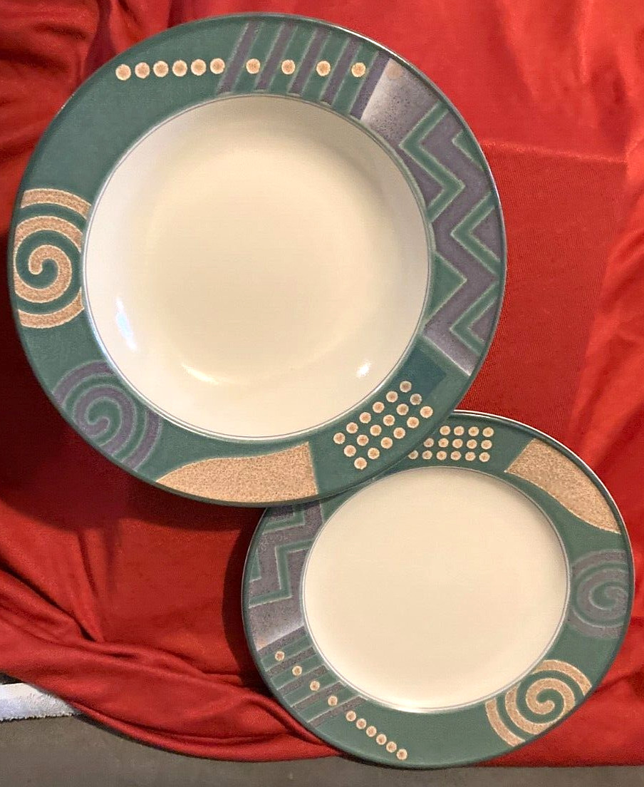 1992 Mikasa Intaglio Life Style-1 ea Soup Bowl & Salad Plate (2 pcs)-New no Tags