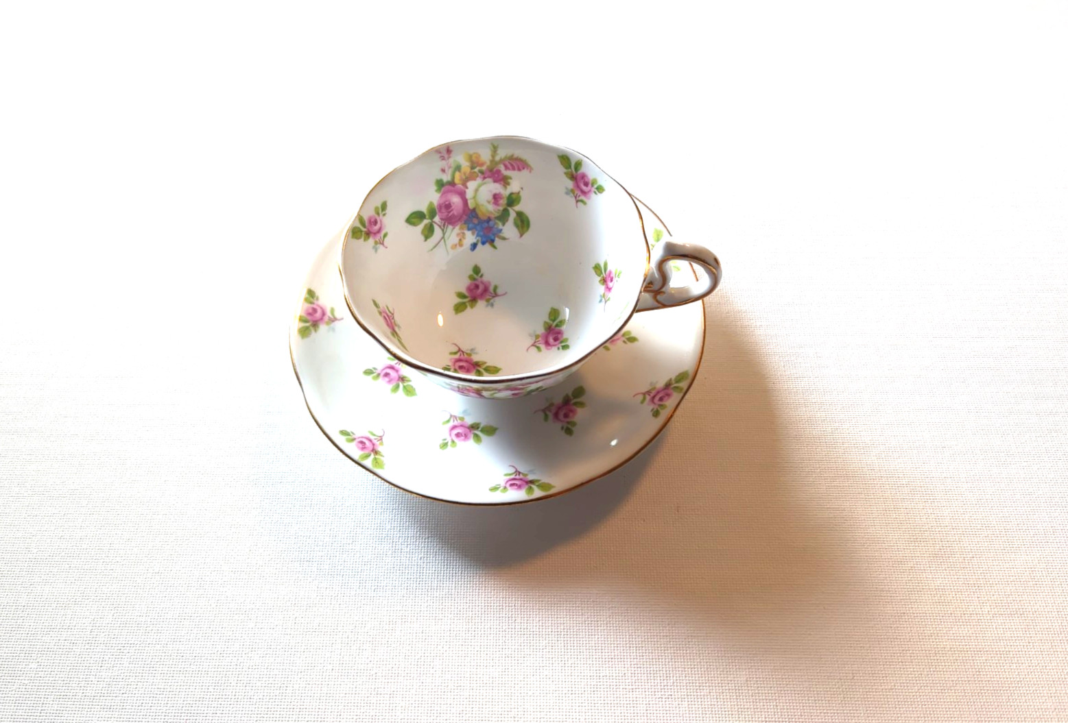 Royal Standard Bone China Mixed Violets Roses Cup Saucer Set England Excellent