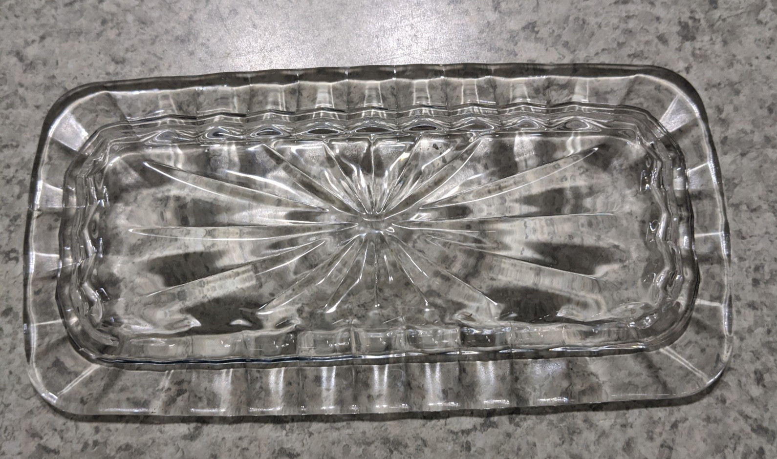 Vintage Anchor Hocking Wexford Clear Glass Covered Butter Dish Lid Base Diamond