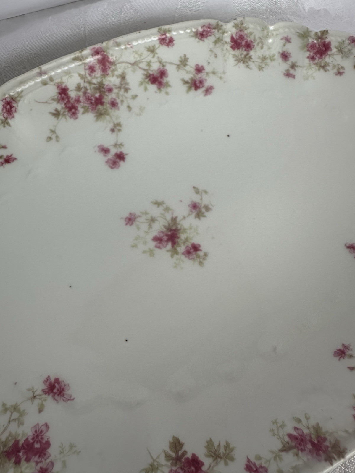 4 Charles Field Haviland Limoges Embossed Serving Platters W/Pink Floral Sprays