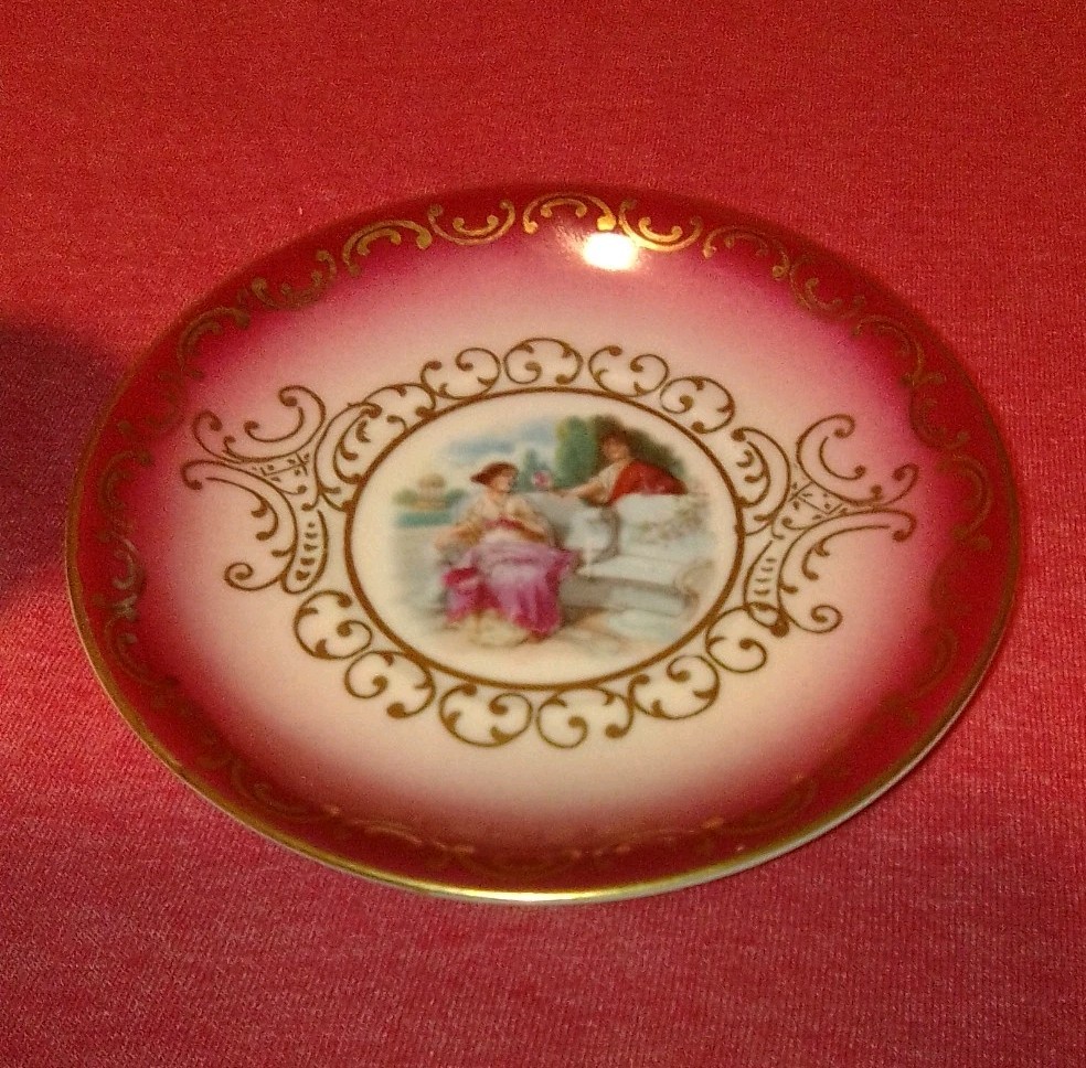 Mitterteich Bavaria Germany Demitasse Cup And Saucer Gold Trim Red/pink/Cream