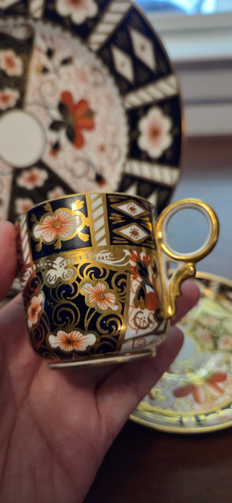 Royal Crown Derby Traditional Imari Handpainted Salad Plate Cup Saucer 3pcs
