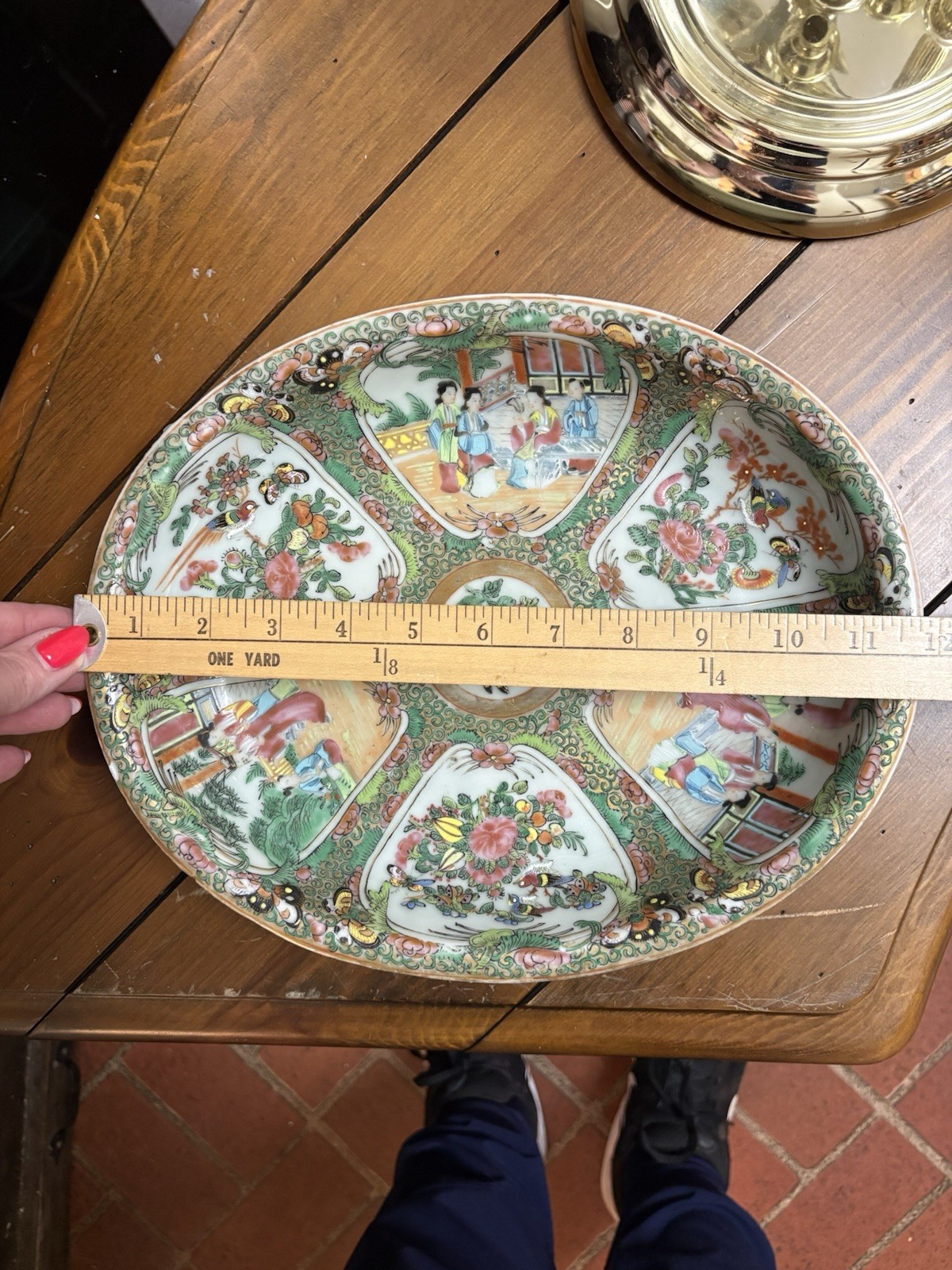 Antique 19th Century Chinese Rose Medallion Porcelain Platter- 11×9 in