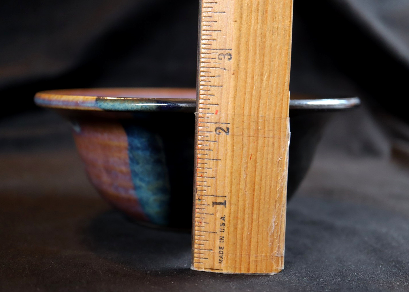Signed Studio Style Drip Glazed Pottery Bowl Multicolor 6″