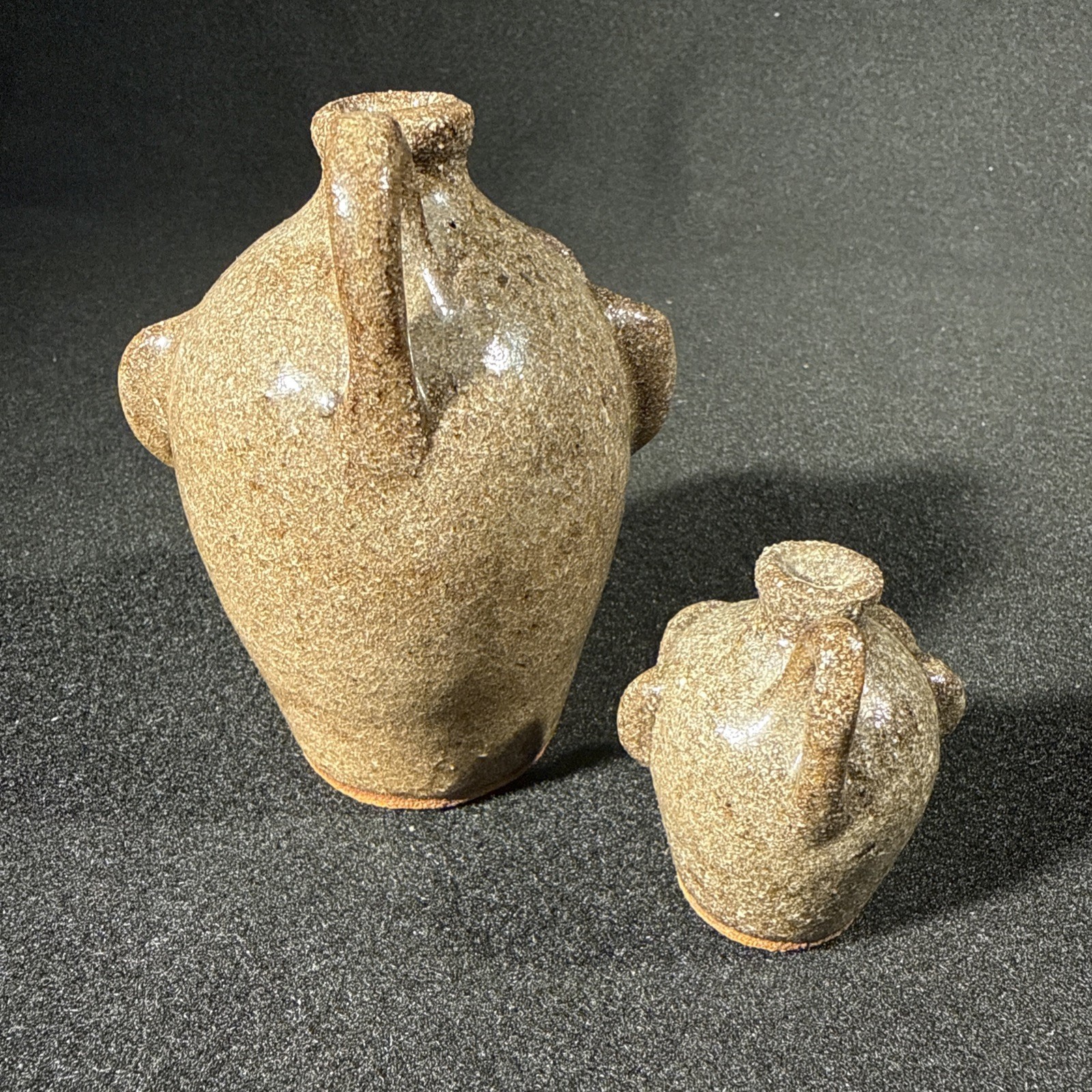 VTG 2 Joe Reinhardt Folk Art Pottery Mini Face Jugs Catawba Valley Vale NC 1995