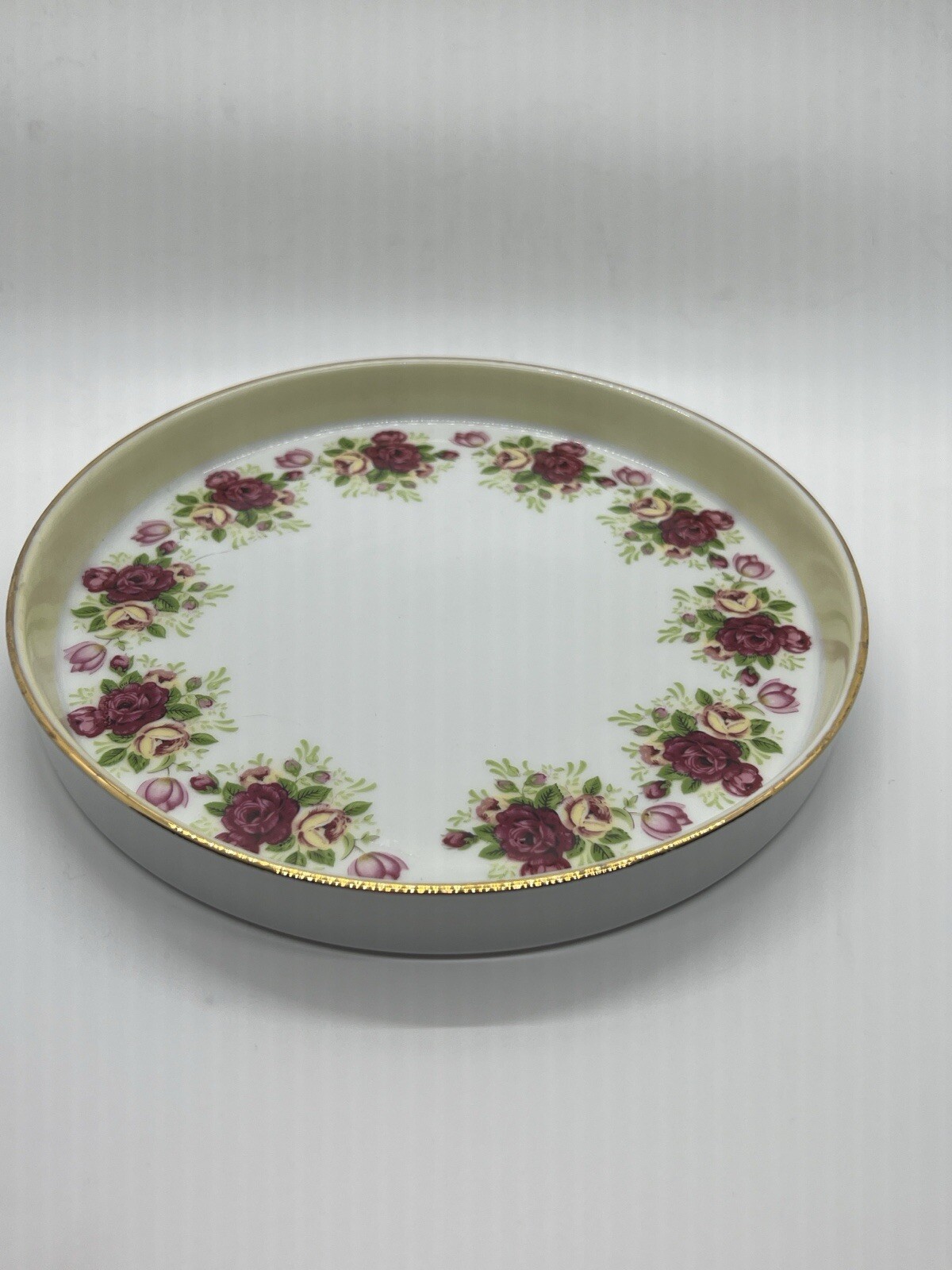 Bombay Decorative Plate Dish Pink Rose Border Bridgerton Style