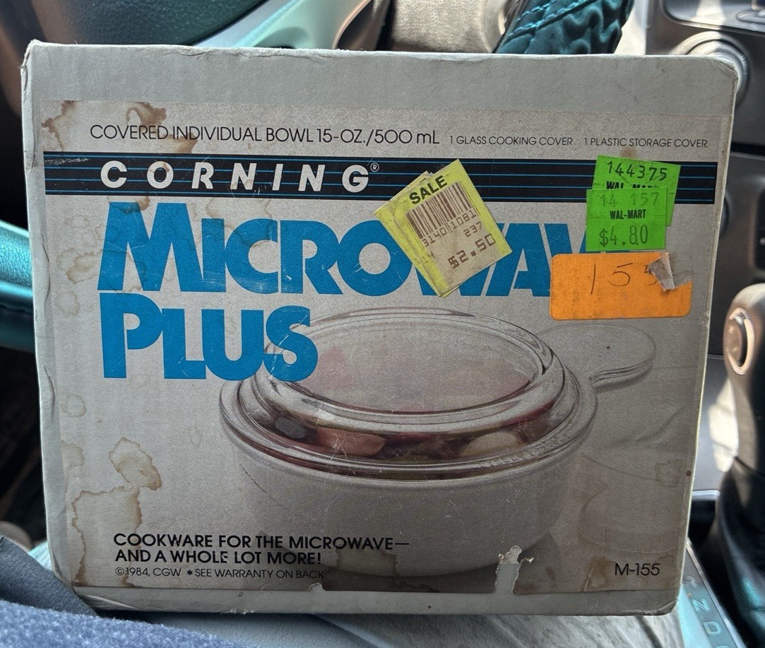 Corning Microwave Plus M-155 Vintage 1984 Covered Individual Bowl Cookware 15 oz