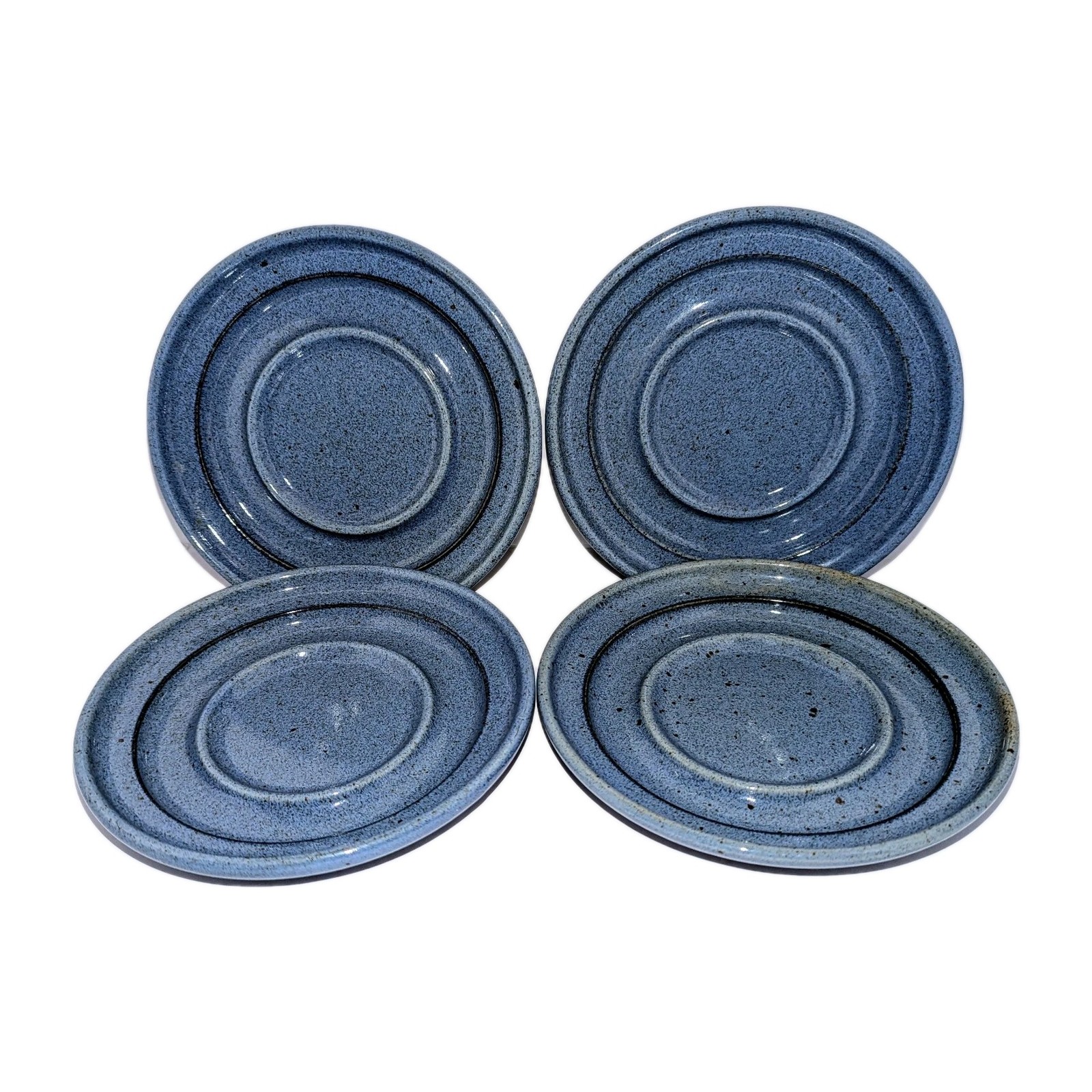 Vtg Dansk Nielstone Blue Saucers Speckled Large 6⅞” Made in Japan A+! x4 Plates