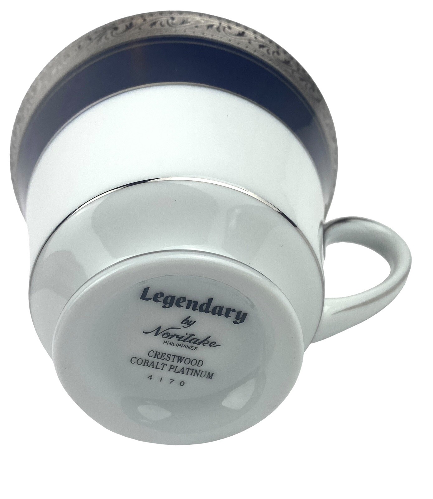 Noritake Crestwood Cobalt Platinum White Blue Porcelain Coffee Tea Cup 8 oz