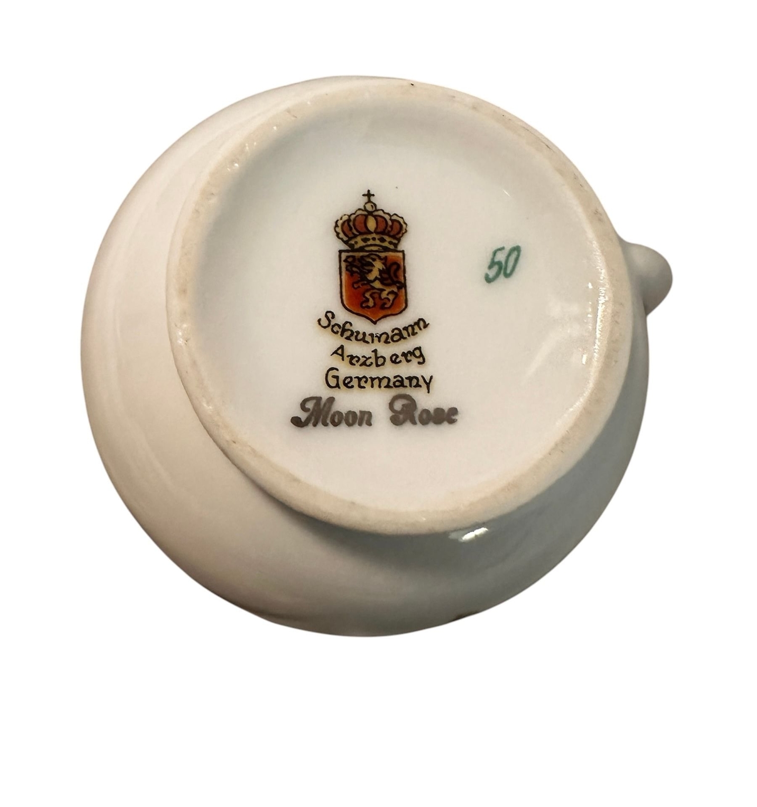 Schumann Arzberg Germany Moon Rose Numbered Porcelain Creamer #50, 1950-1959