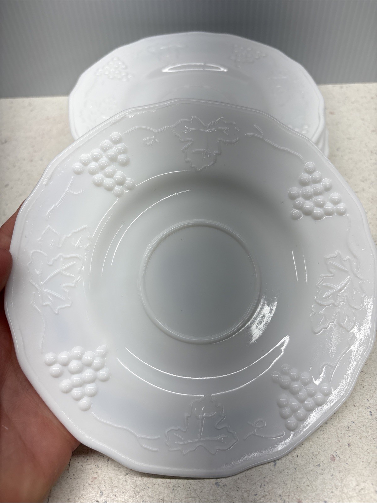 Vintage Indiana Colony Milk Glass Harvest Grapes Saucer – SET OF 6