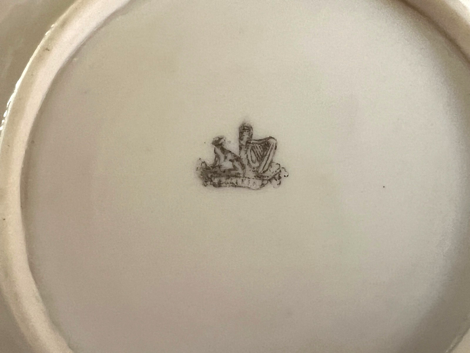 TRIO of IRISH BELLEEK Pink TRIDACNA Cup & Saucer & 7 1/2″ Plate – 1st Black Mark