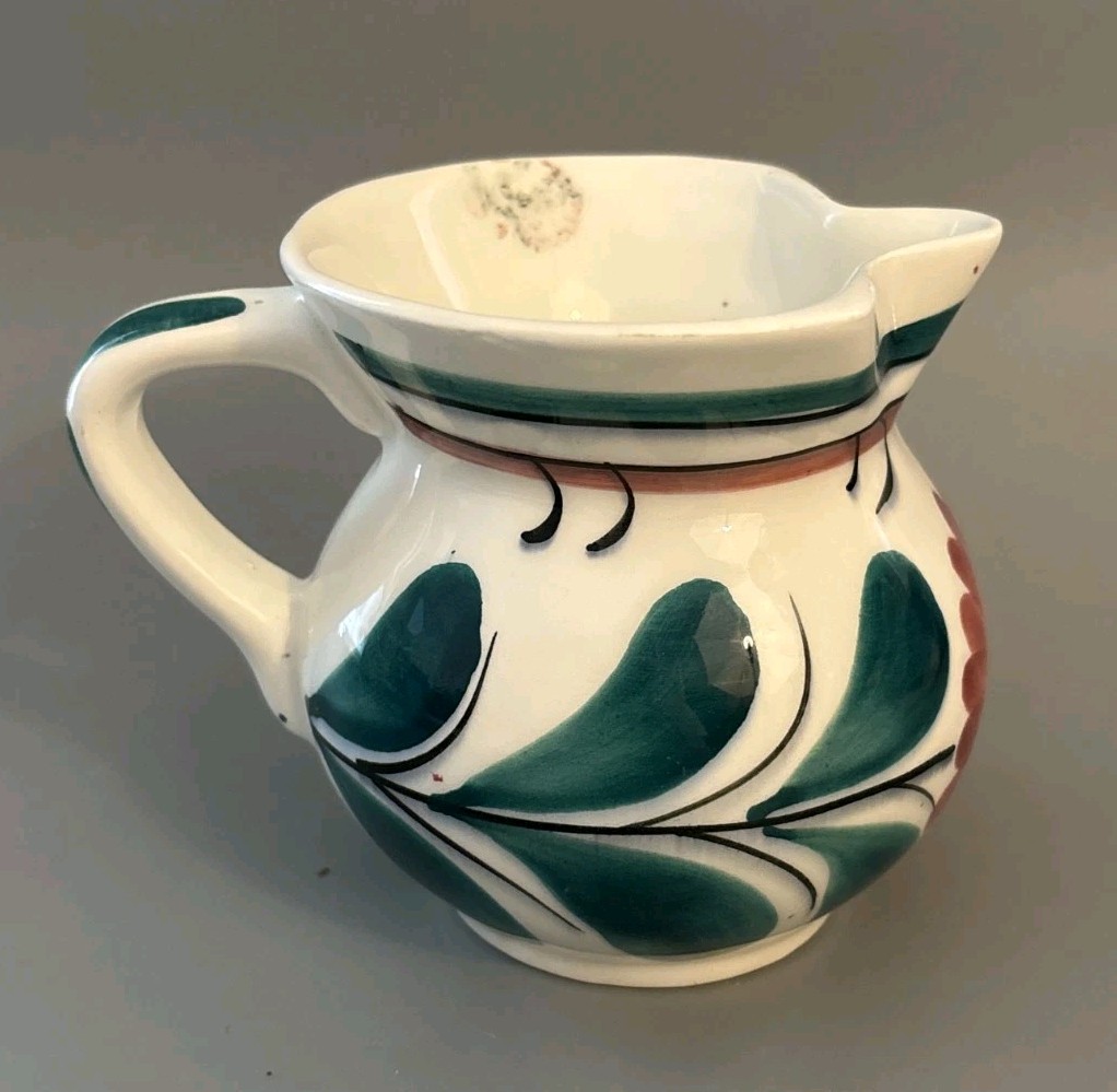 Vintage Mondovi Italia Creamer Pitcher 66 Hand Painted Floral Pottery Italy